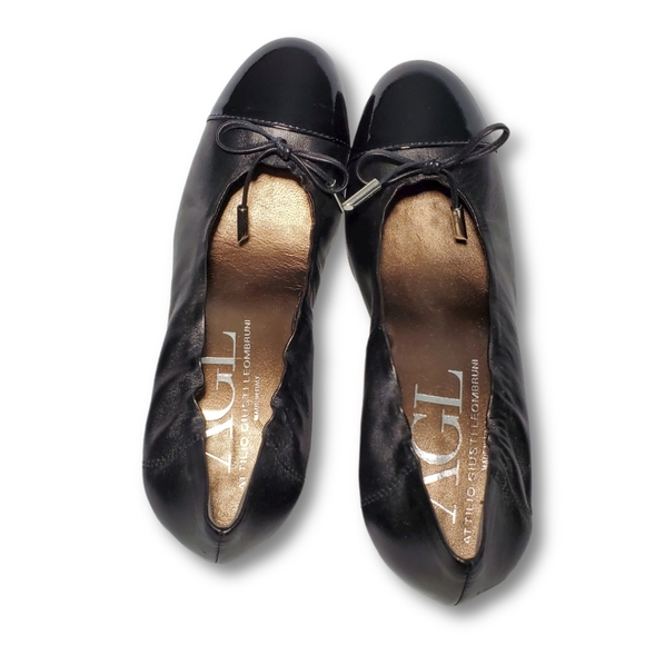 AGL Cap Toe Leather Bow Stretch Pumps EU 38 US 8 - Picture 10 of 14